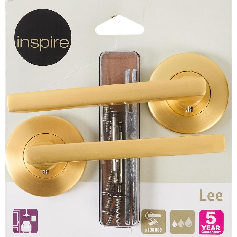 Дверные ручки Inspire Lee без запирания, комплект, цвет латунь матовая