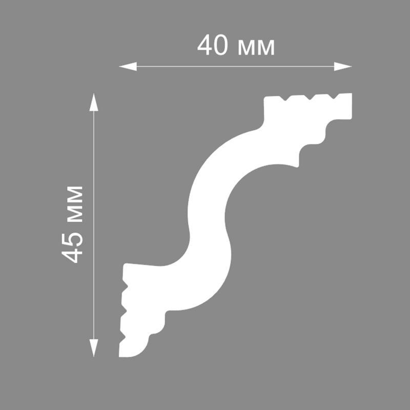 Плинтус потолочный экструдированный полистирол Inspire 06004E белый 40х45х2000 мм