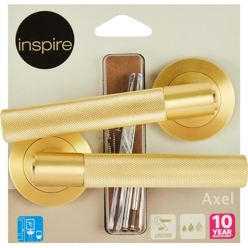 Дверные ручки Inspire Axel без запирания, комплект, цвет латунь матовая