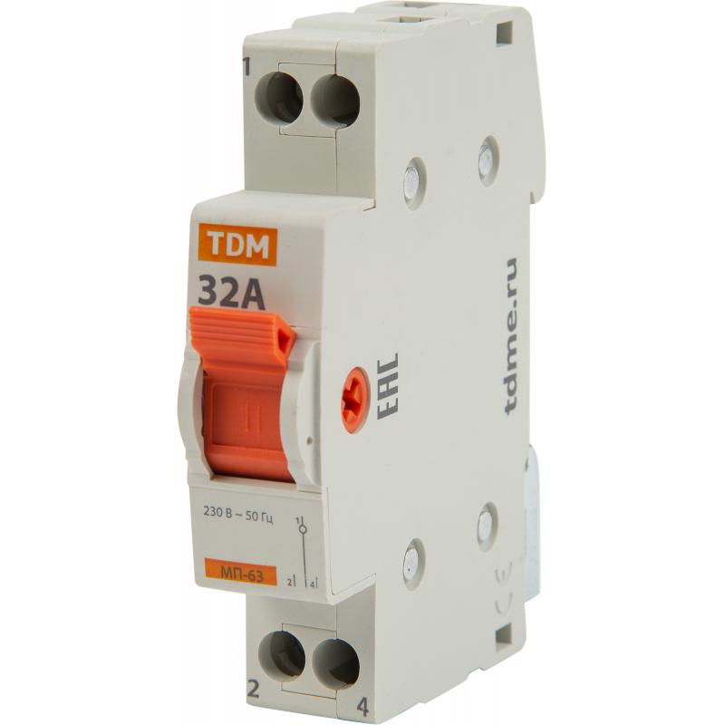 Выключатель нагрузки TDM Electric МП-63 1P 32 А трёхпозиционный
