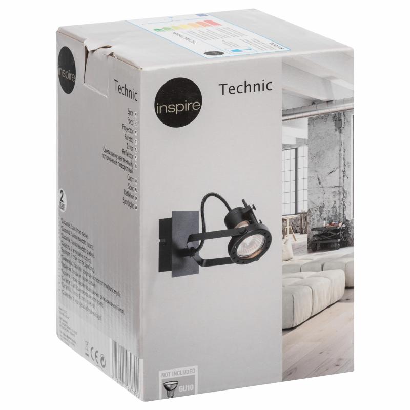 Спот бұрылмалы Inspire Technic 1 шам 0.5 м² түсі қара