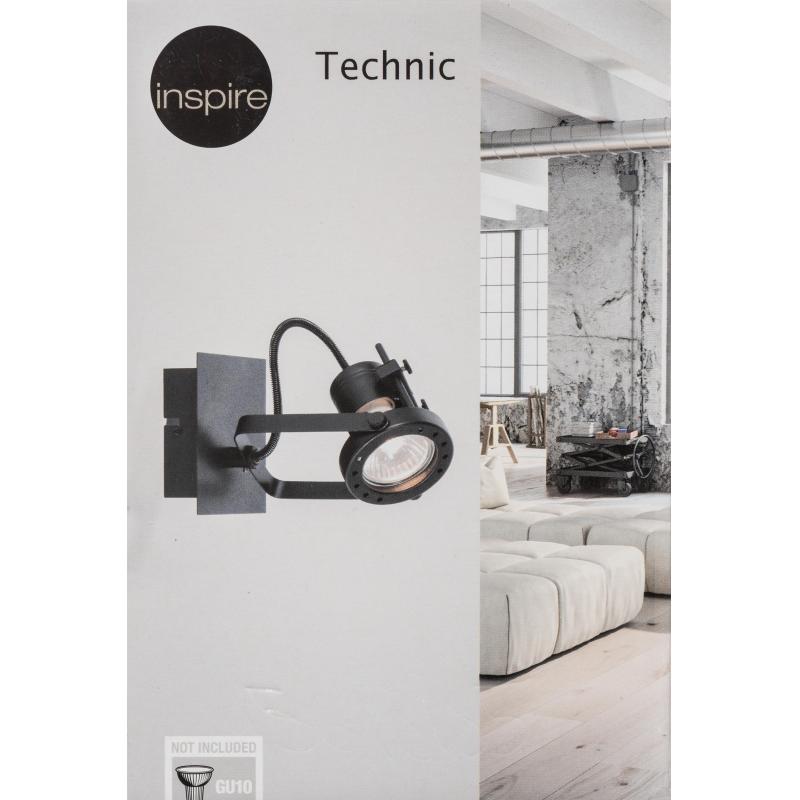 Спот бұрылмалы Inspire Technic 1 шам 0.5 м² түсі қара