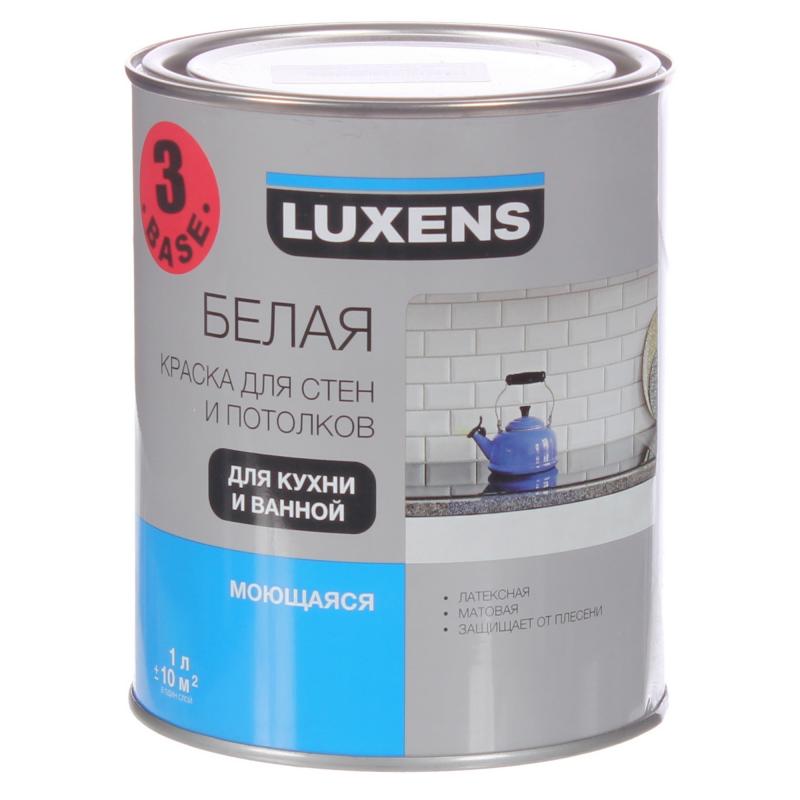 Краска для стен и потолков кухни и ванной Luxens моющаяся матовая прозрачная база C 1 л