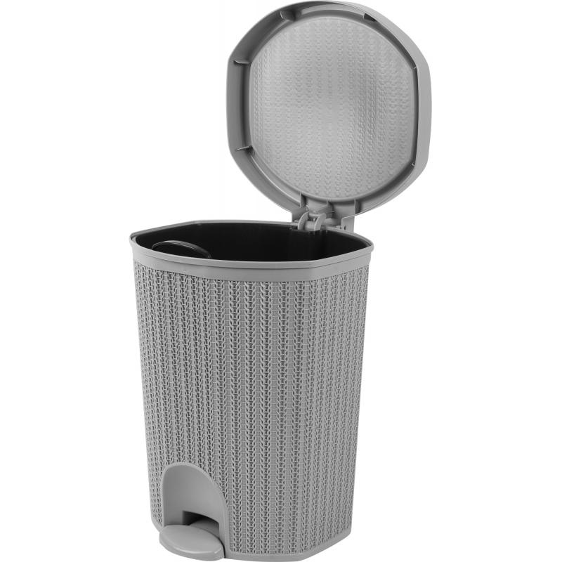 Контейнер для мусора Idea Вязание 18 л цвет серый
