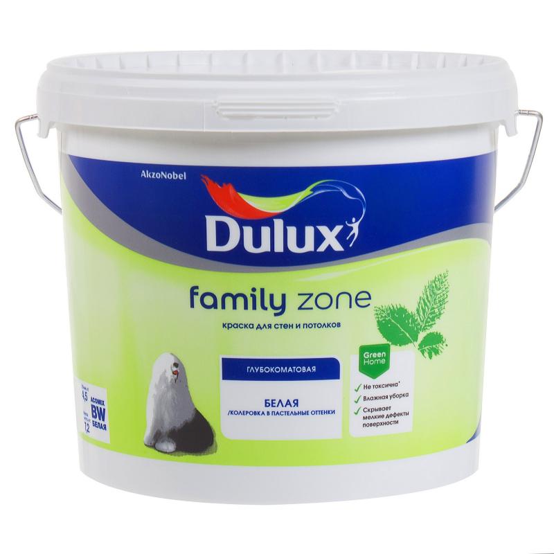 Краска для стен Dulux Family Zone матовая цвет белый база BW 4.5 л