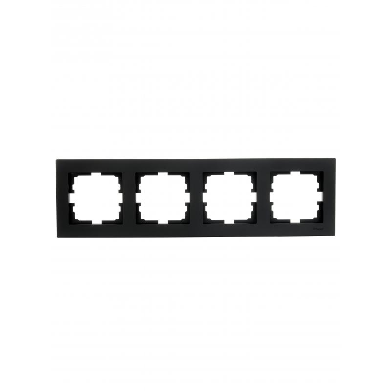 Рамка для розеток и выключателей Lezard Vesna 742-4200-149 4 поста цвет черный матовый