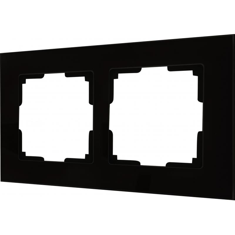 Рамка для розеток и выключателей Werkel Favorit 2 поста стекло цвет чёрный