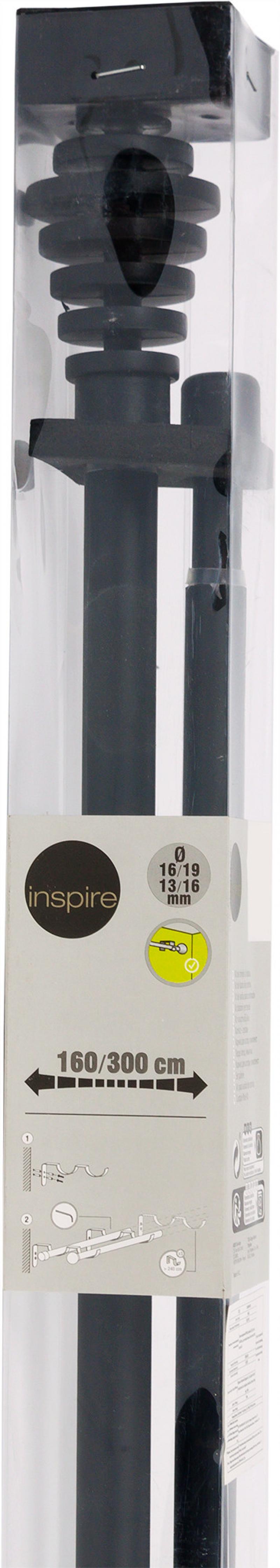 Карниз двухрядный раздвижной Inspire «Слои», 160-300 см, цвет чёрный матовый