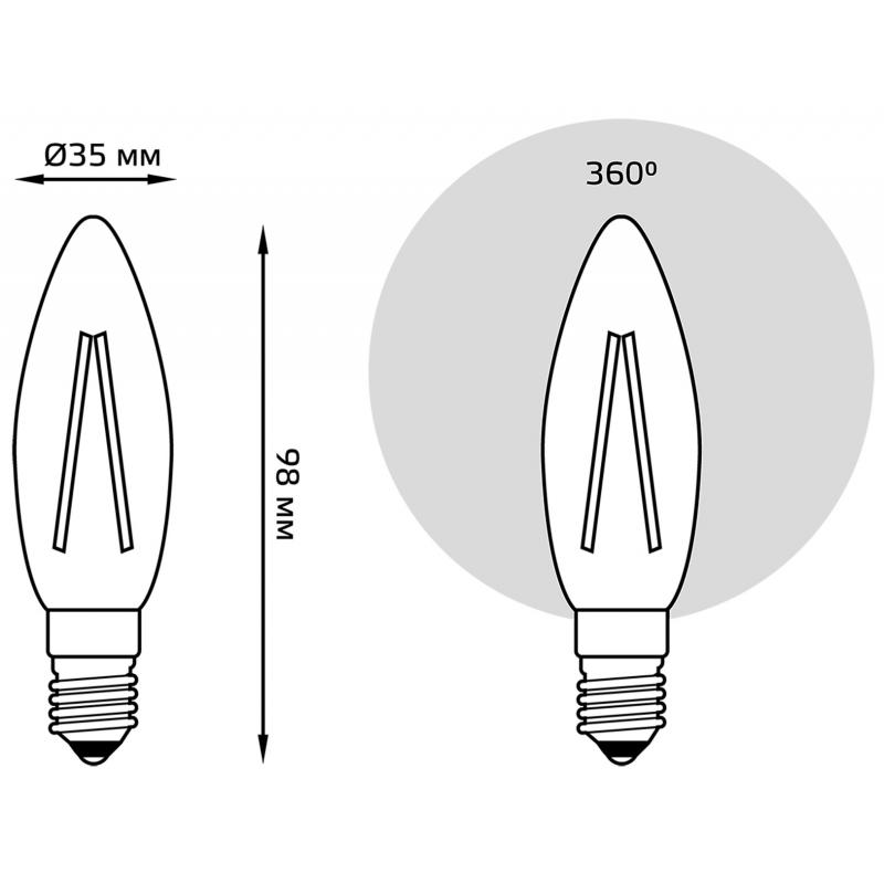 Шам жарықдиодты Gauss LED Filament E14 11 Вт майшам мөлдір 750 лм, бейтарап ақ жарық