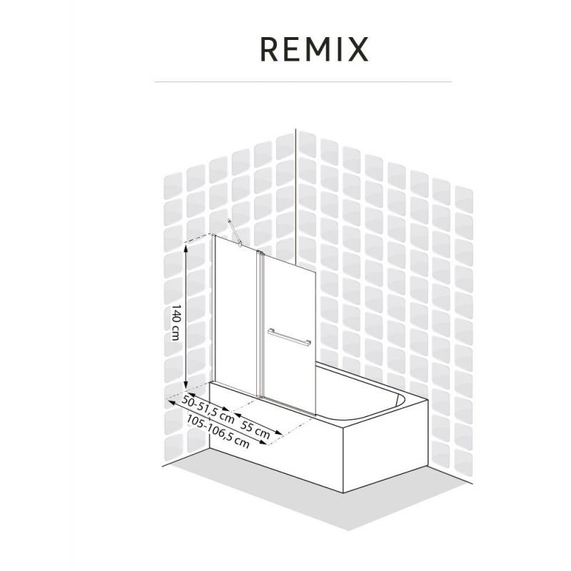Ширма на ванну Sensea Remix 140x(50-55)см EasyClean цвет черный