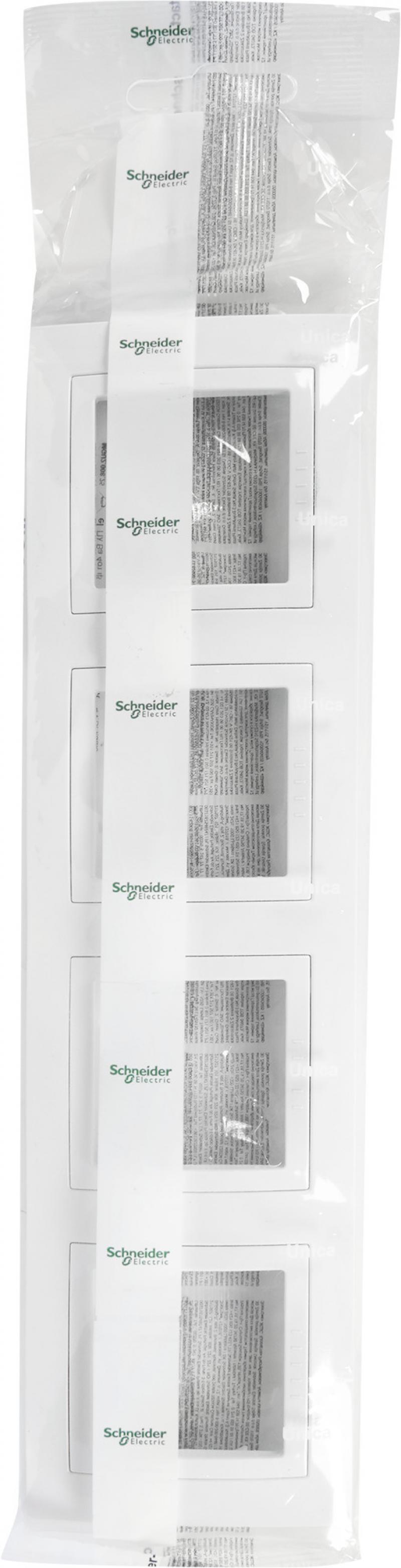 Рамка для розеток и выключателей Schneider Electric Unica 4 поста, цвет бежевый