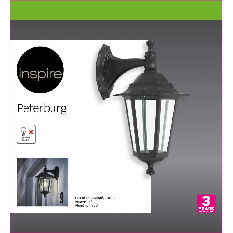 Настенный светильник уличный вниз Inspire Peterburg 1xE27х60 Вт алюминий/стекло цвет чёрный