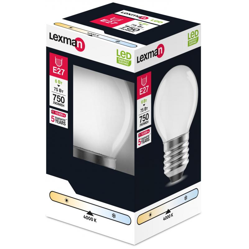 Лампа светодиодная Lexman E27 220-240 В 6 Вт шар матовая 750 лм нейтральный белый свет
