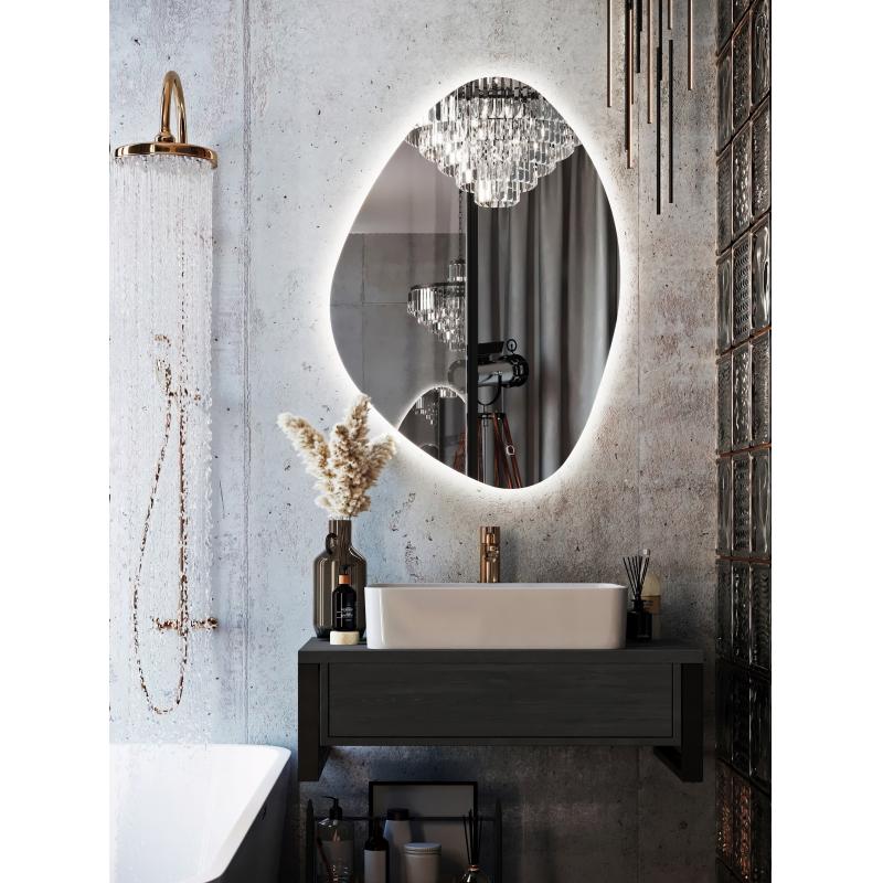 Зеркало для ванной Дижон с подсветкой 60x85 см цвет серый