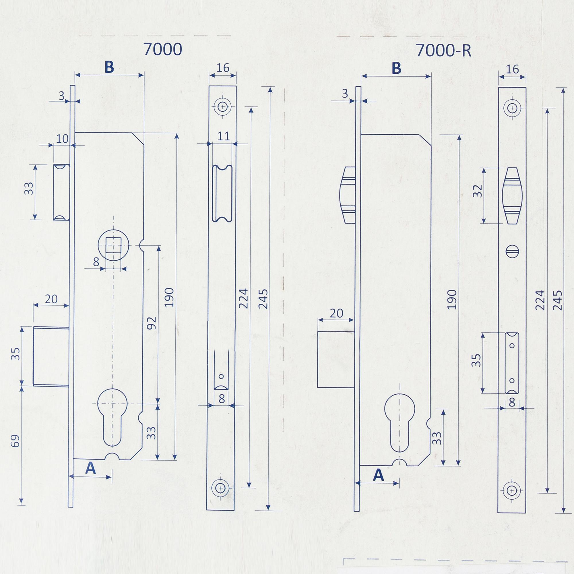 Замок врезной APECS 7000-25