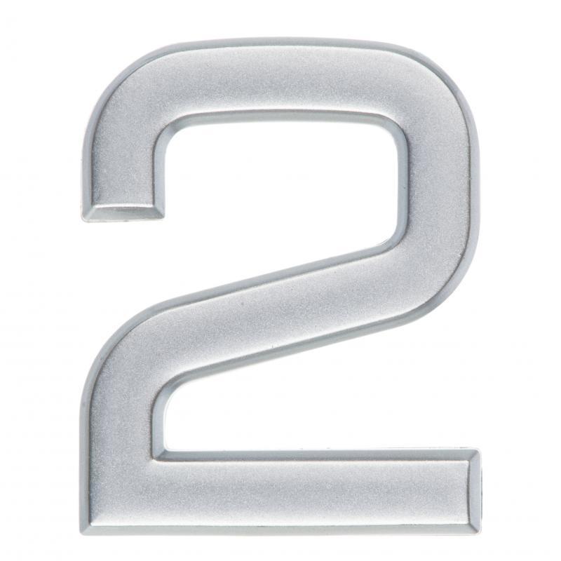 Цифра «2» самоклеящаяся 40х32 мм пластик цвет матовое серебро