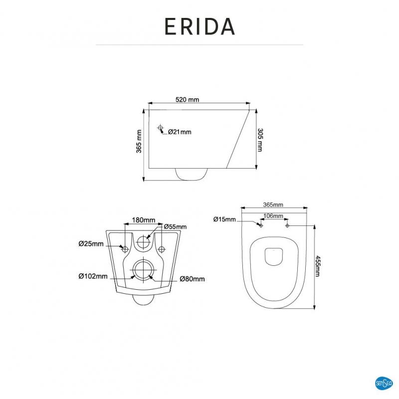 Аспалы унитаз Sensea Erid шеңберсіз микролифт отырғышымен