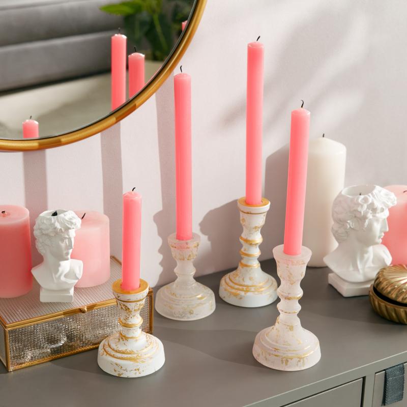 Набор свечей столовых «Рустик» 25 см цвет розовый 4 шт.