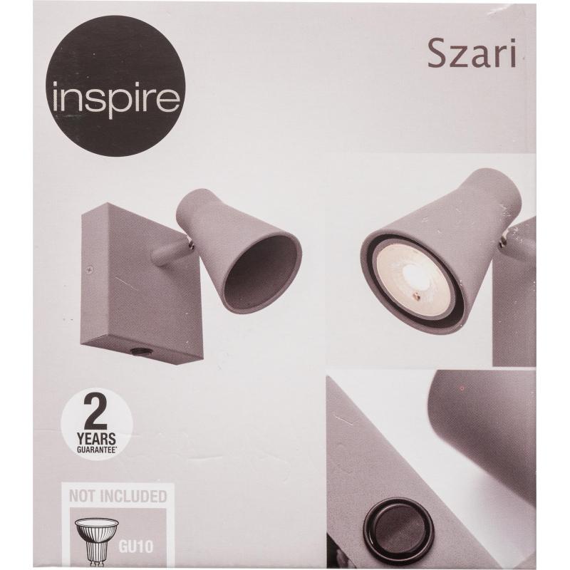 Бра бұрылмалы Inspire Szari 1 шам 0.35 м² түсі сұр