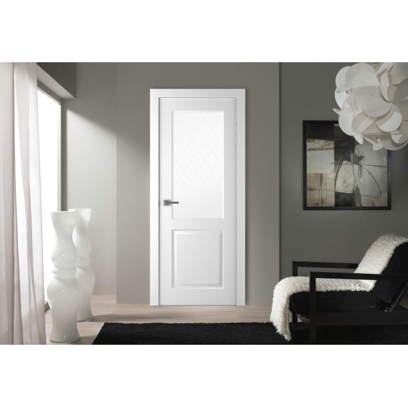 Дверь межкомнатная Австралия остеклённая эмаль цвет белый 60х200 см (с замком)