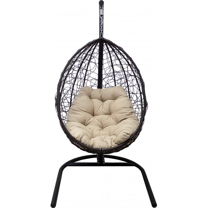 Кресло подвесное с опорой Veil эконом 102x200x126 см, искусственный ротанг, тёмно-коричневый/бежевый
