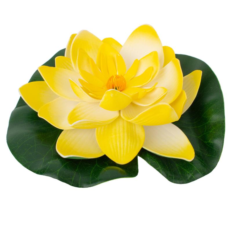 Цветок для водоема Ecotec Лилия пластик бело-желтый ø18 см