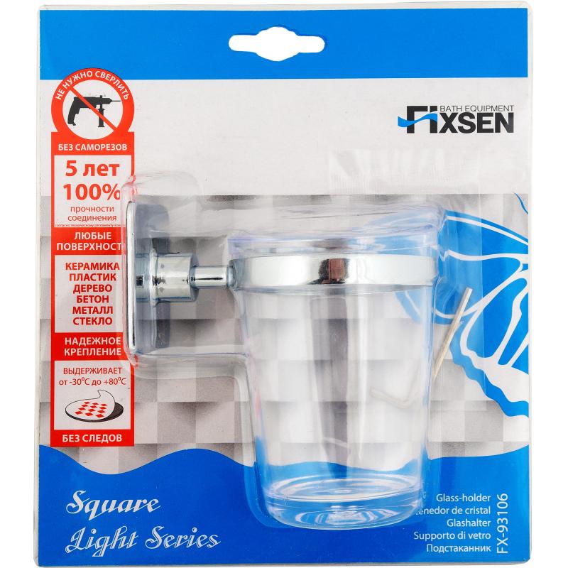 Стакан подвесной для зубных щёток Fixsen Square одинарный прозрачный