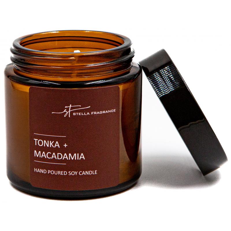 Майшам хош иістендірілген шыны банкада Stella Fragrance Tonka Macadamia қоңыр 6 см