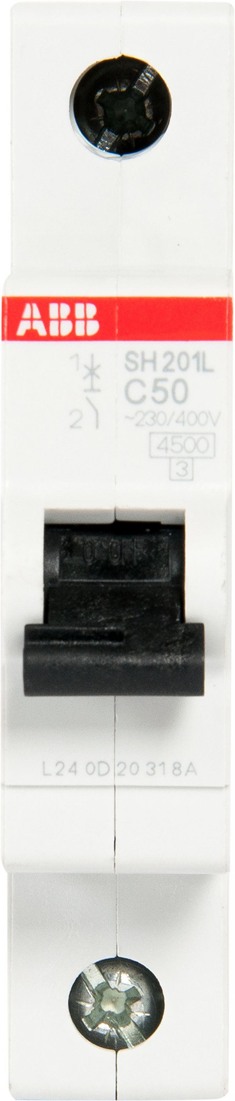 Автоматический выключатель ABB SH201L 1P C50 А 4.5 кА 2CDS241001R0504