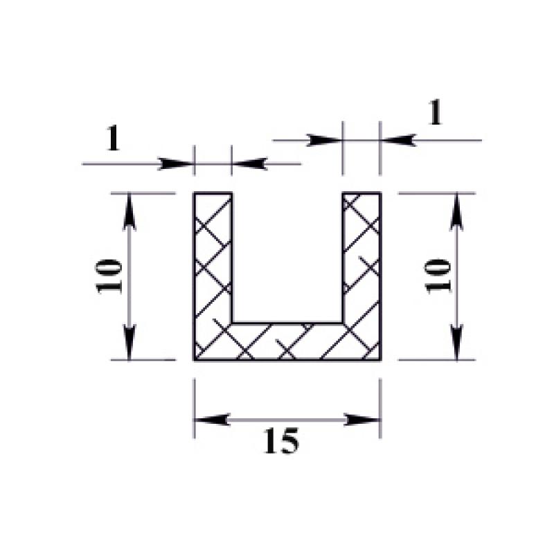 Профиль алюминиевый П-образный 10х15х1x1000 мм
