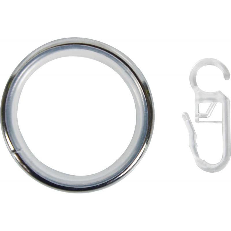 Кольцо с крючком металл цвет хром, 2 см, 10 шт.