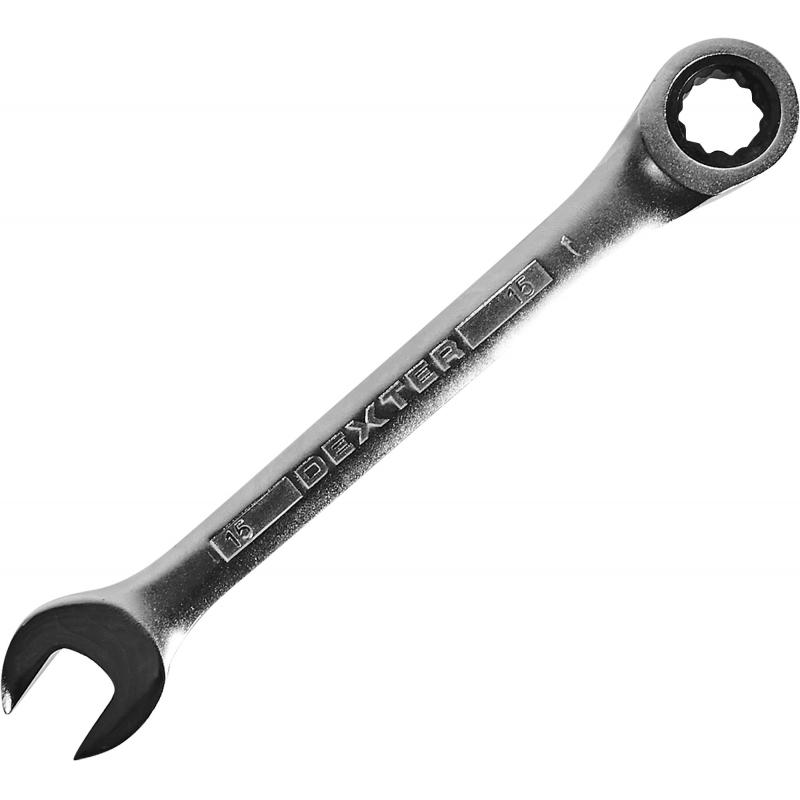 Ключ комбинированный Dexter с трещоткой, 15 мм