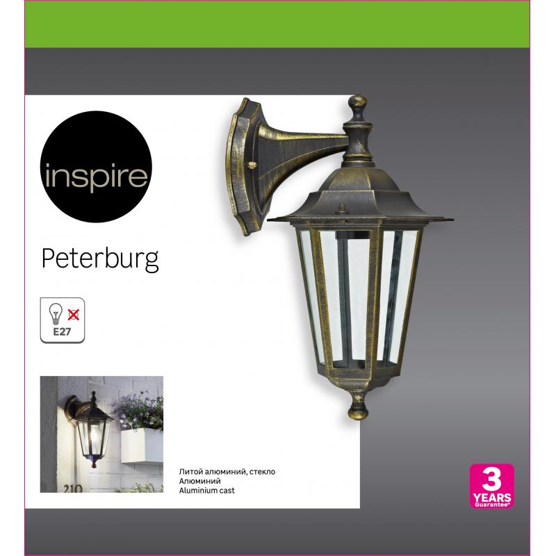 Настенный светильник уличный вниз Inspire Peterburg 1xE27х60 Вт алюминий/стекло цвет бронза