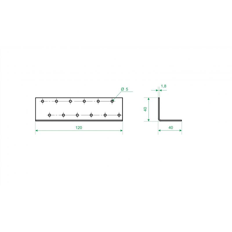 Бұрыш бекіткіш тең жақты KUR 40x40x120x1.8