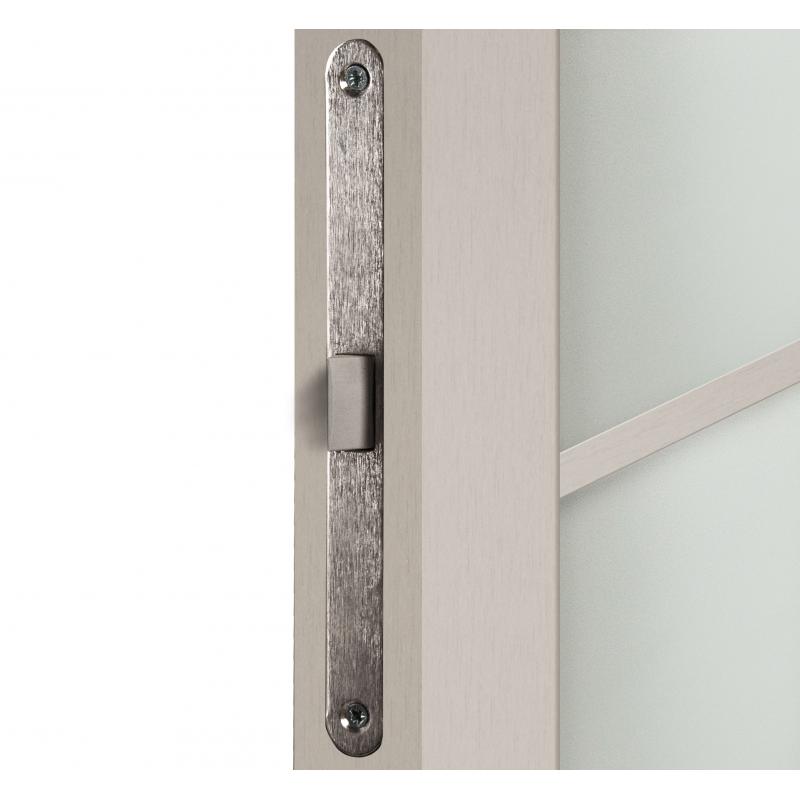 Дверь межкомнатная остекленная с замком и петлями в комплекте Пьемонт 60x200 см HardFlex цвет платина светлая