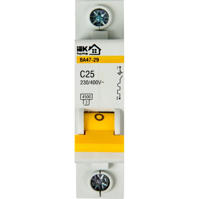 Автоматический выключатель IEK Home ВА47-29 1P C25 А 4.5 кА