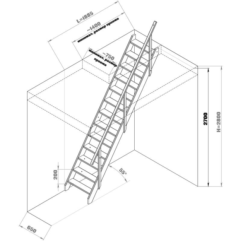Лестница прямая ЛМ-02