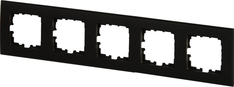 Рамка для розеток и выключателей Lexman Виктория плоская 5 постов цвет черный бархат матовый