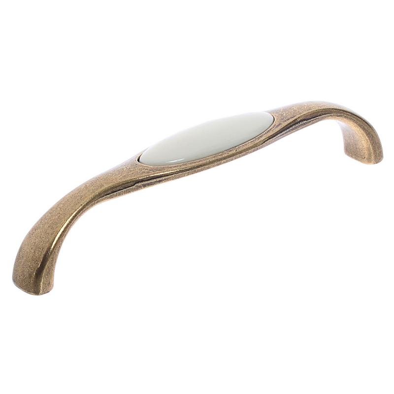 Ручка-скоба мебельная Kerron с фарфором 128 мм цвет бронза