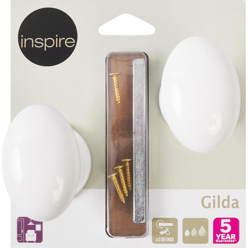 Дверные ручки Inspire Gilda без запирания фарфор цвет белый/латунь матовая