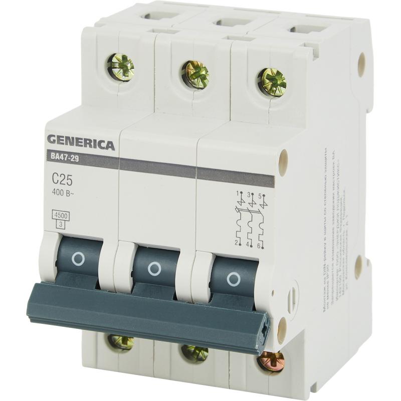 Автоматический выключатель Generica ВА47-29 3P C25 А 4.5 кА