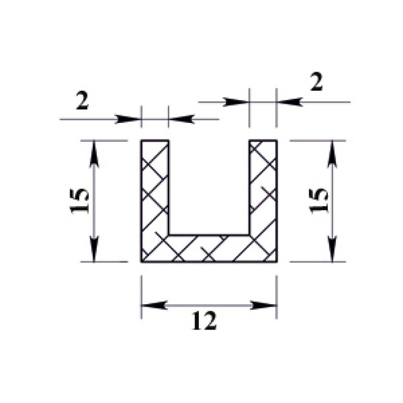 Профиль алюминиевый П-образный 15х12х15х2x1000 мм