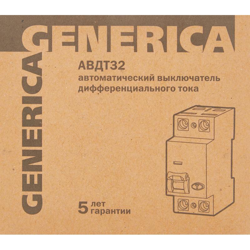 Дифференциалды автомат Generica АВДТ-32 1P C25 A 30 мА 4.5 кА AC