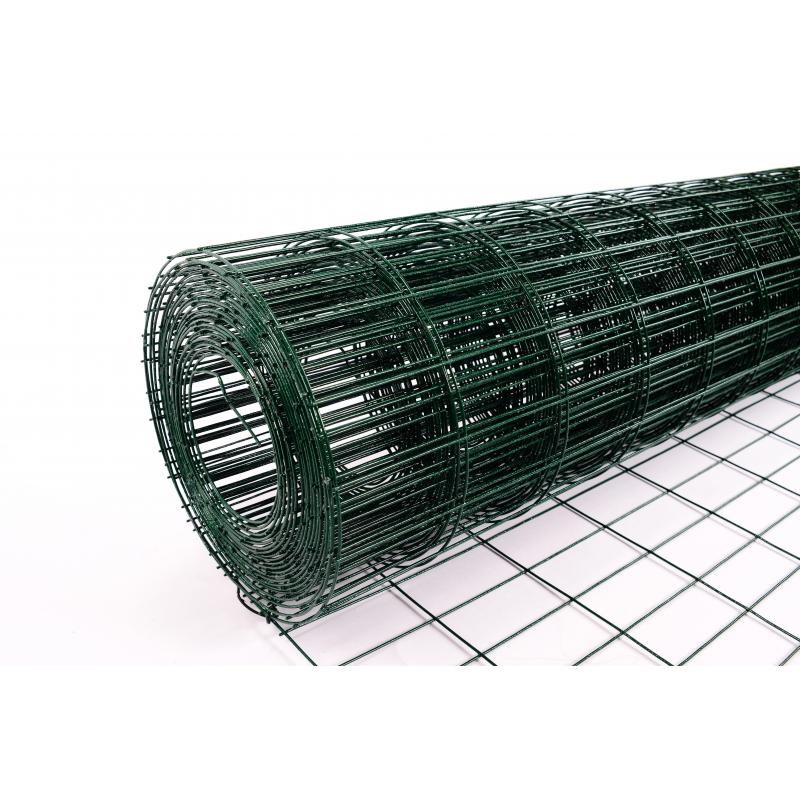 Сетка сварная оцинкованная размер ячейки 60x100 мм 1.8x15 м ПВХ зелёный