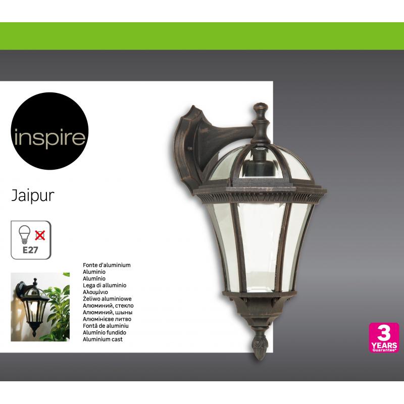 Светильник уличный настенный Inspire Jaipur 25 Вт IP44 бра, шестигранный