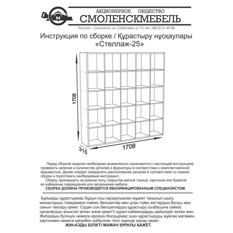 Стеллаж 25 секция 170.8x170.8x31 см ЛАЖП түсі емен сонома