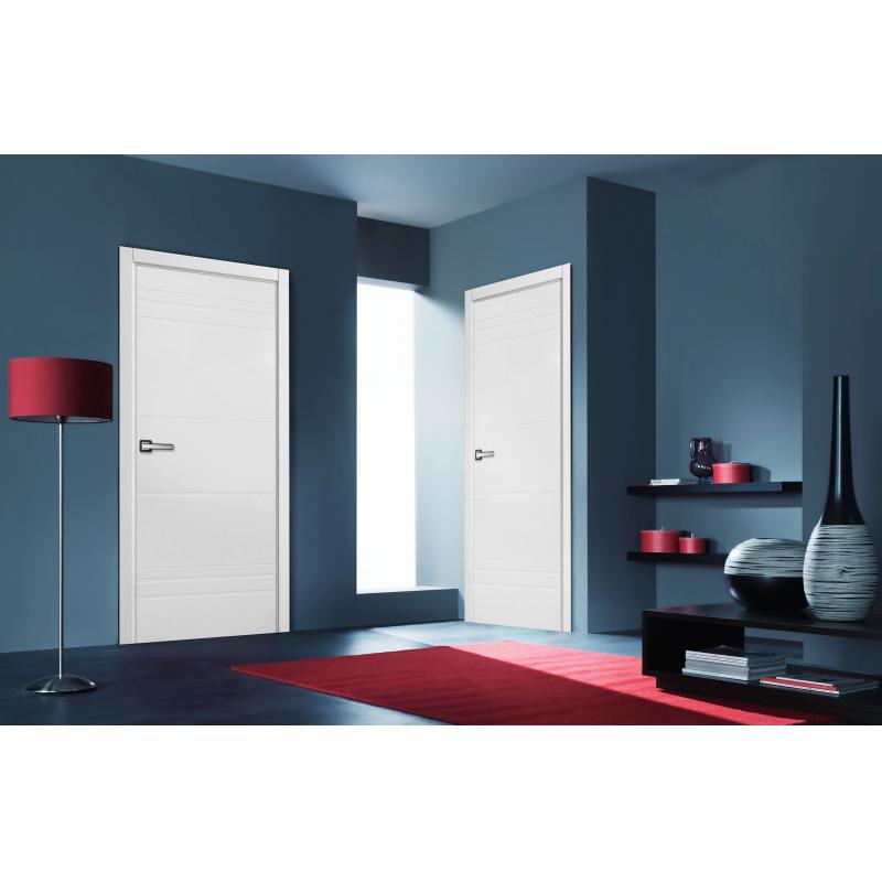 Дверь межкомнатная Рива глухая эмаль цвет белый 60x200 см (с замком)