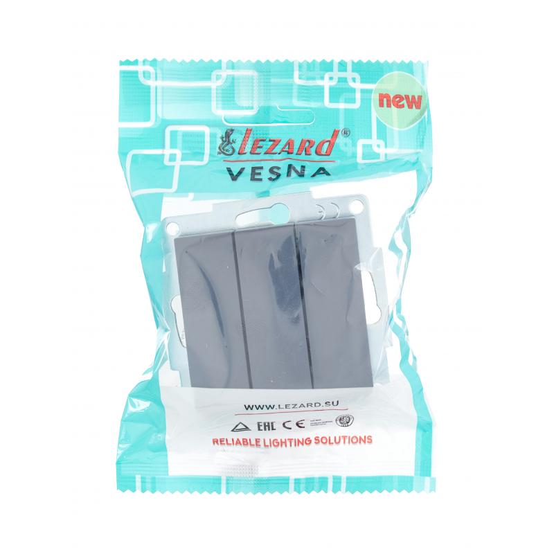 Выключатель накладной Lezard Vesna 742-3488-109 1 клавиша цвет графит
