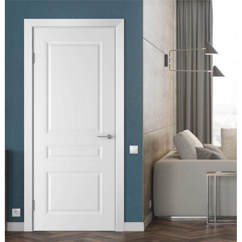Дверь межкомнатная Стелла глухая эмаль цвет белый 70x200 см (с замком и петлями)