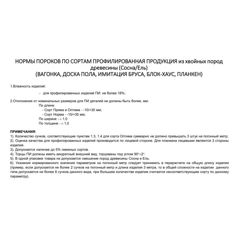 Планкен 20х146х2000 мм хвоя сорт Оптима прямой с фаской угла